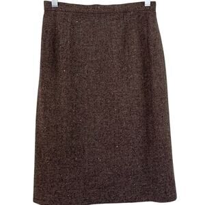 Gerard Darel Paris Brown Textured Wool Tweed Pencil Skirt, Size  2/4